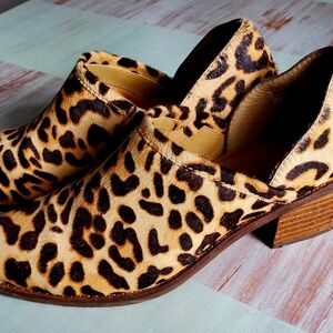 Leopard print, cow hair booties